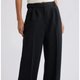 Black Pleated Wide-Leg Trousers