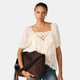 Brown Scarf-Trim Shoulder Bag