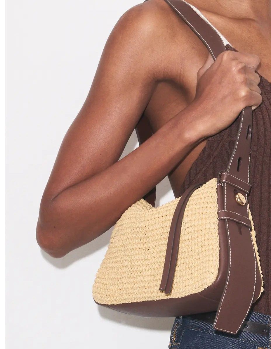 Straw & Leather Shoulder Bag