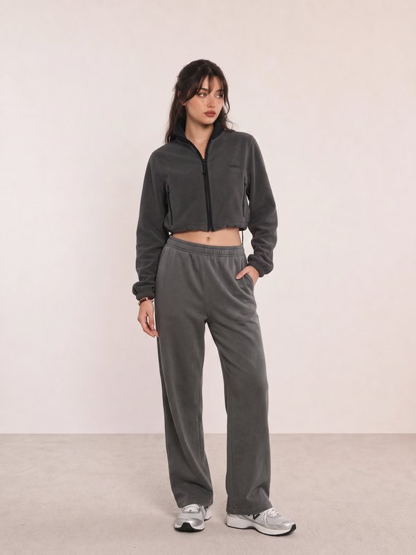 Charcoal Track Jacket and Sweatpants Athleisure Outfit