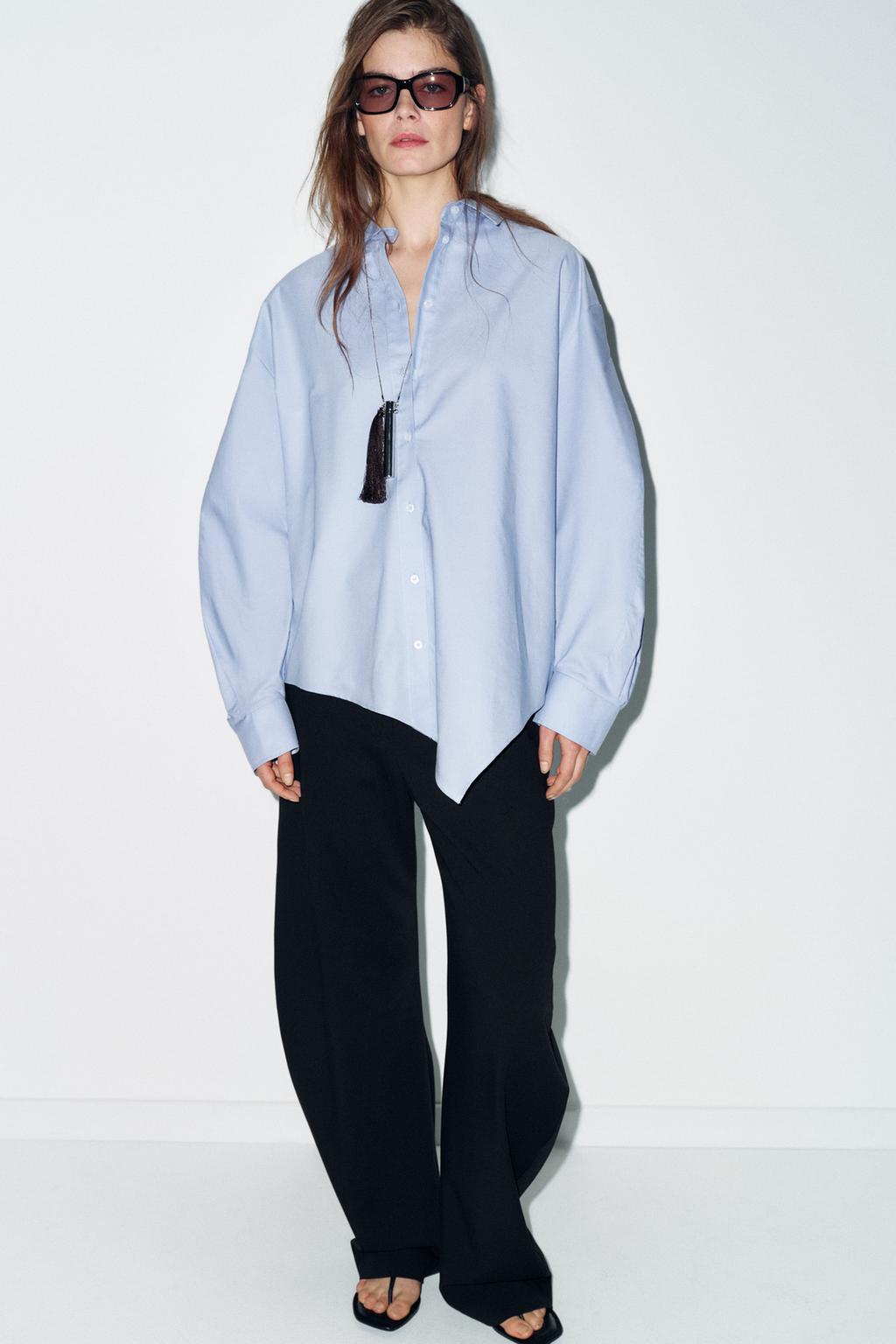 Pale Blue Oversized Button-Up Shirt