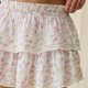 White Floral Layered Tiered Mini Skirt