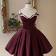 Burgundy Bustier Mini Dress with Bow Straps