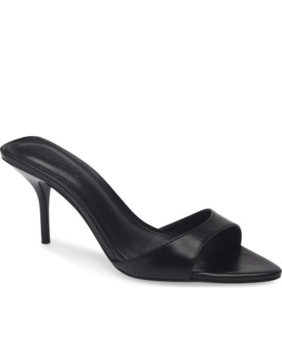 Black Leather Mule Heels