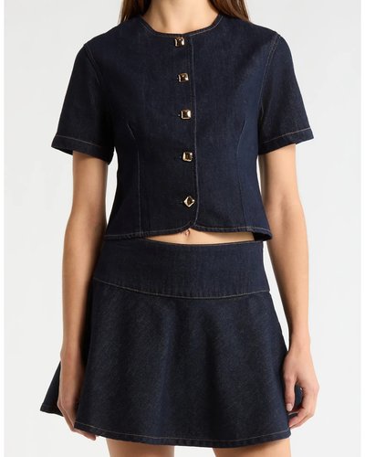 Marineblaues Denim-Top mit Knöpfen