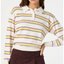 Striped Knit Polo Top