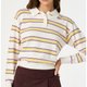 Striped Knit Polo Top
