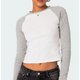 White and Grey Raglan Long-Sleeve Top