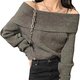 Khaki Off-Shoulder Top