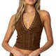 Brown Suede-Effect Romper