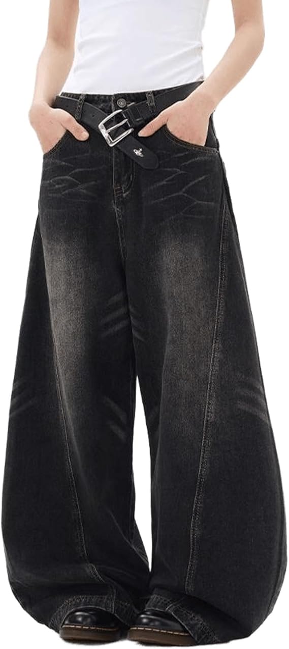 Washed Black Baggy Jeans