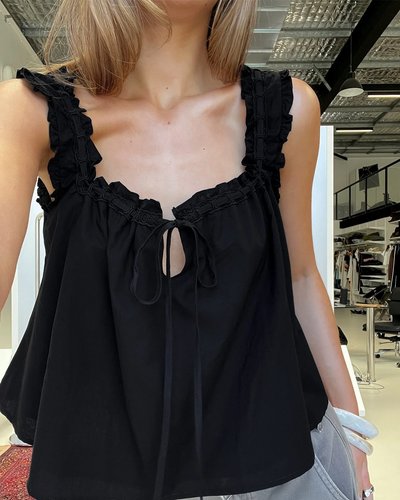 Black Ruffle Tie-Front Cami