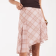Pink Plaid Handkerchief Midi Skirt