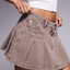 Taupe Pleated Denim Mini Skirt
