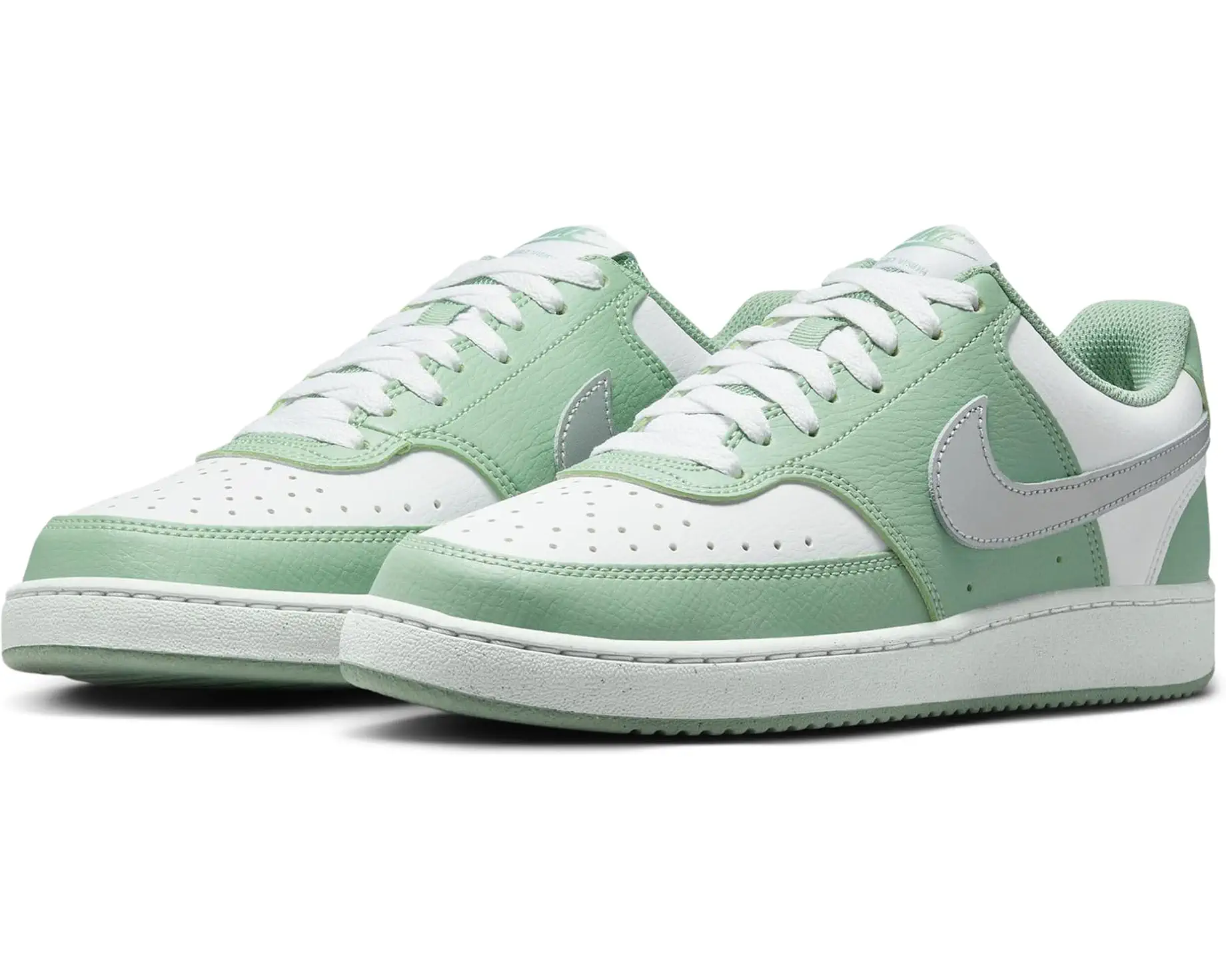 Mint and White Low-Top Sneakers