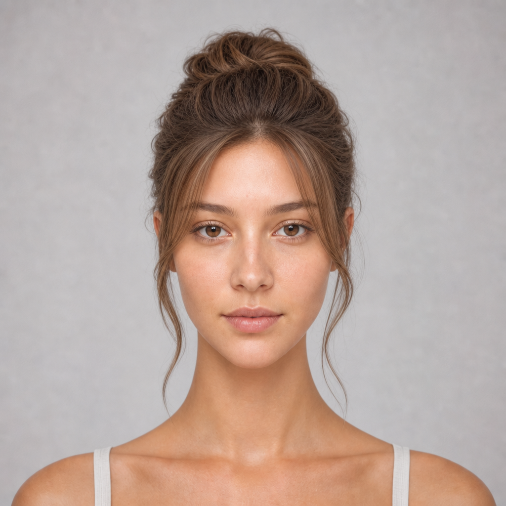 Messy High Bun — hairstyle for triangle face