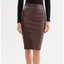 Brown Leather Pencil Skirt