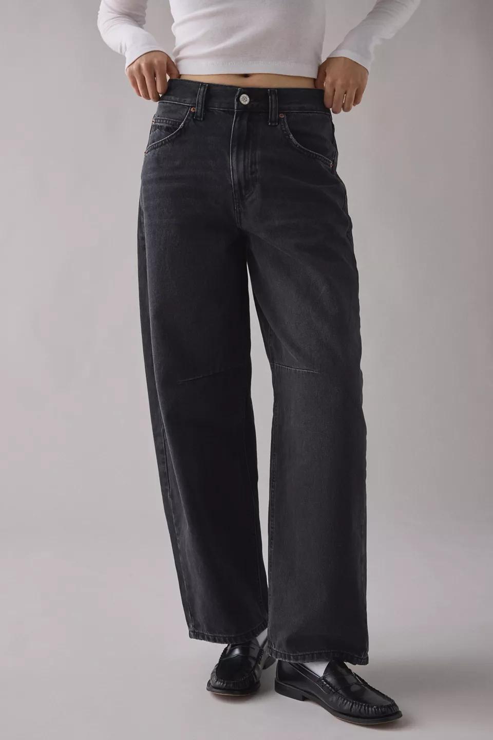 Washed Black Barrel Jeans