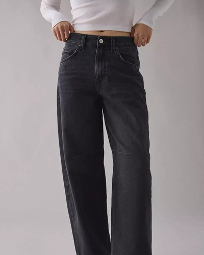 Washed Black Barrel Jeans