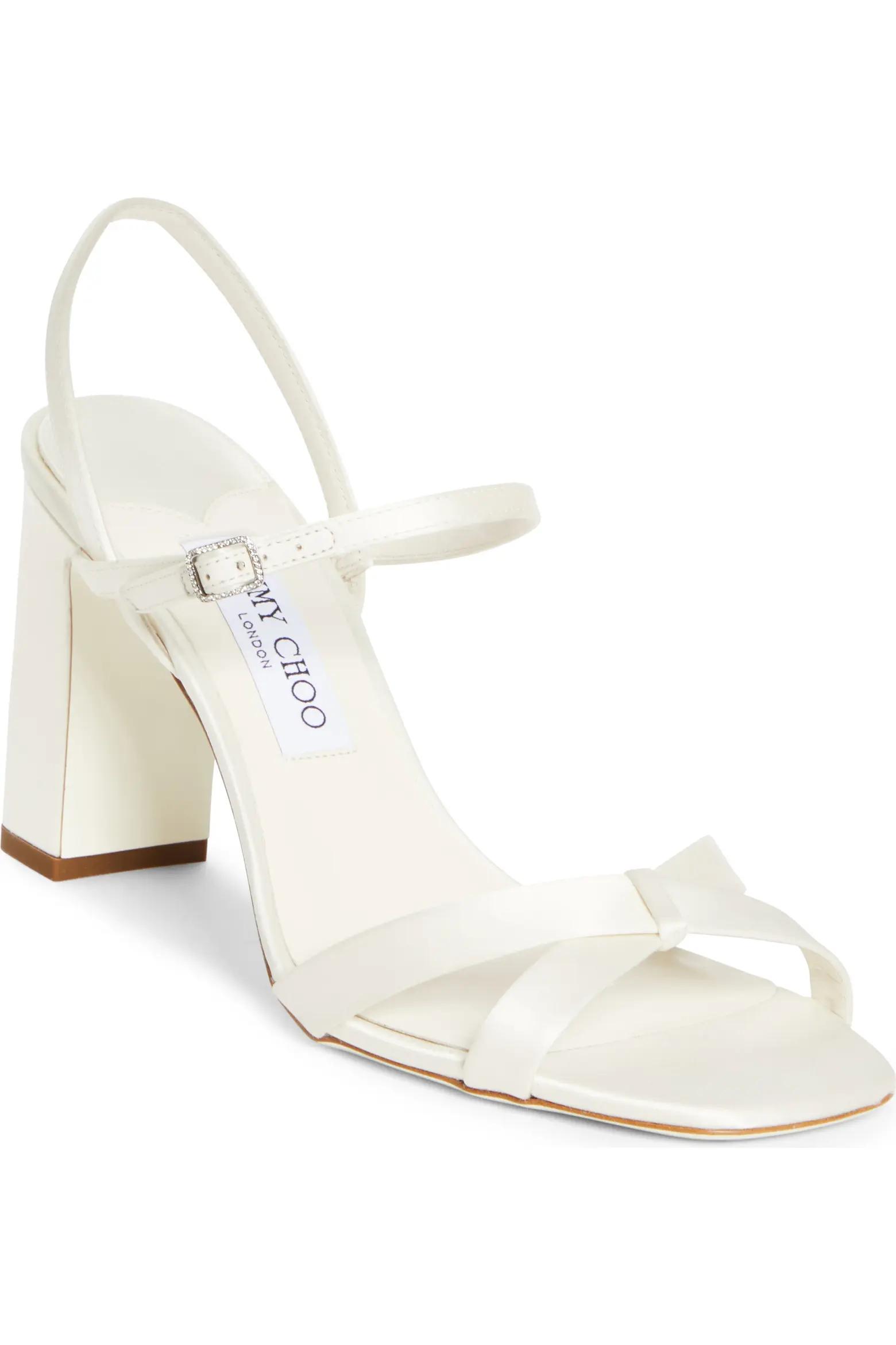 White Block-Heel Sandals