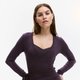Purple Wrap-Style Long-Sleeve Top
