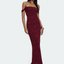 Burgundy Off-Shoulder Floral Maxi Dress