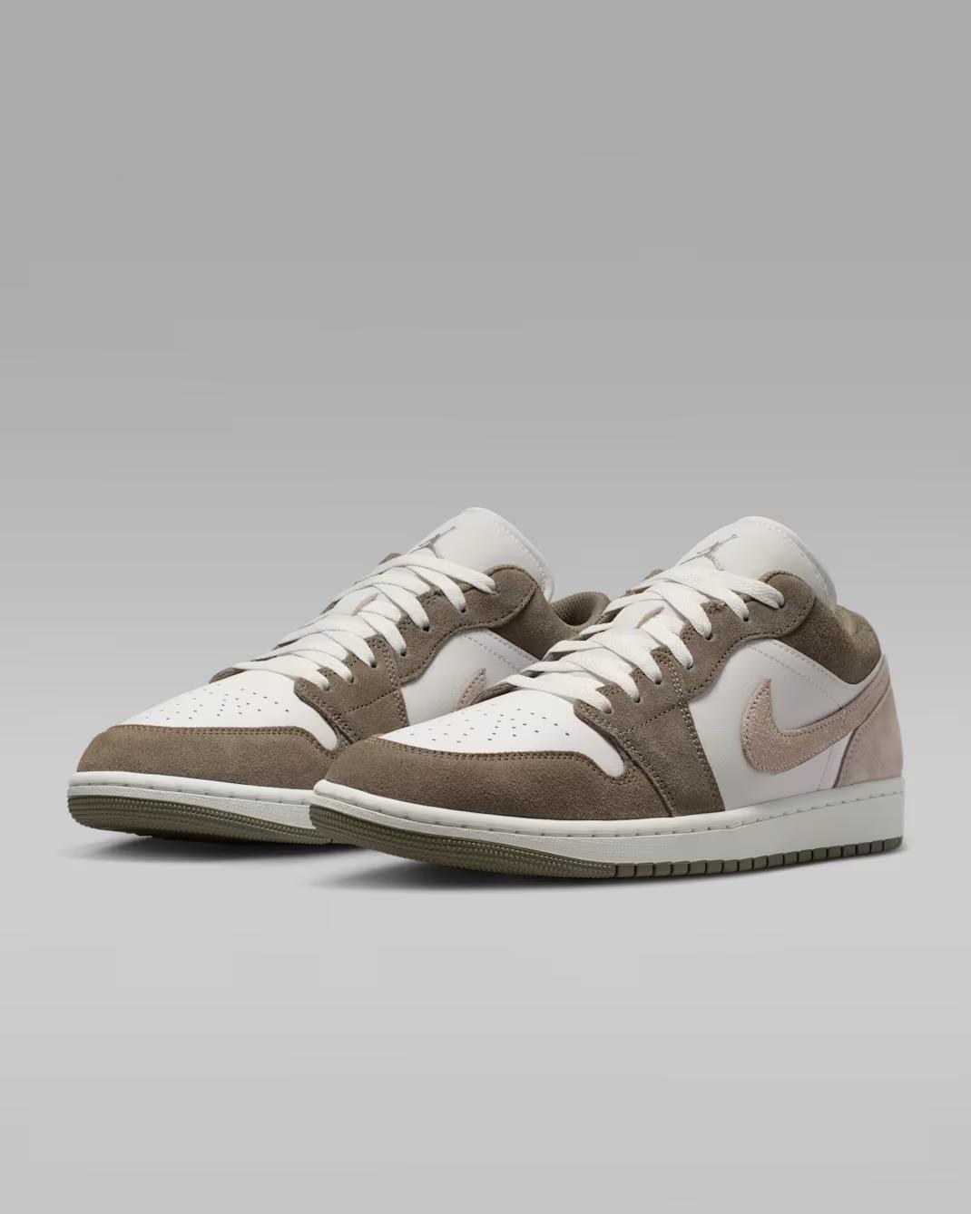 Taupe and White Low-Top Sneakers