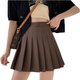 Brown Pleated Mini Skirt