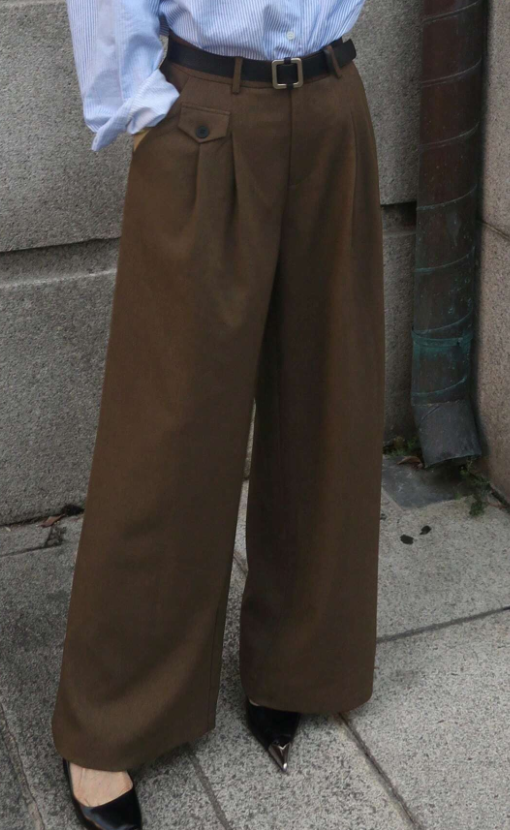 Brown Wide-Leg Trousers