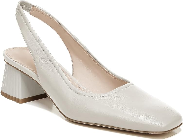 White Slingback Block-Heel Pumps