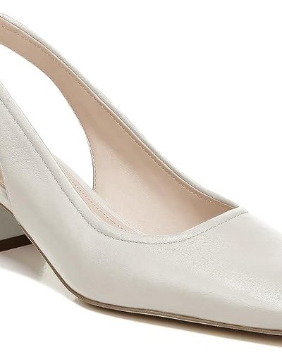 White Slingback Block-Heel Pumps
