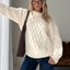 Cream Cable-Knit Turtleneck Sweater