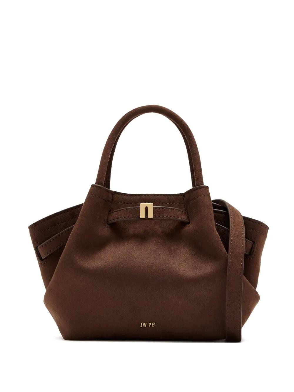 Brown Suede Top-Handle Bag