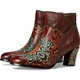 Brown Floral Embroidered Ankle Boots