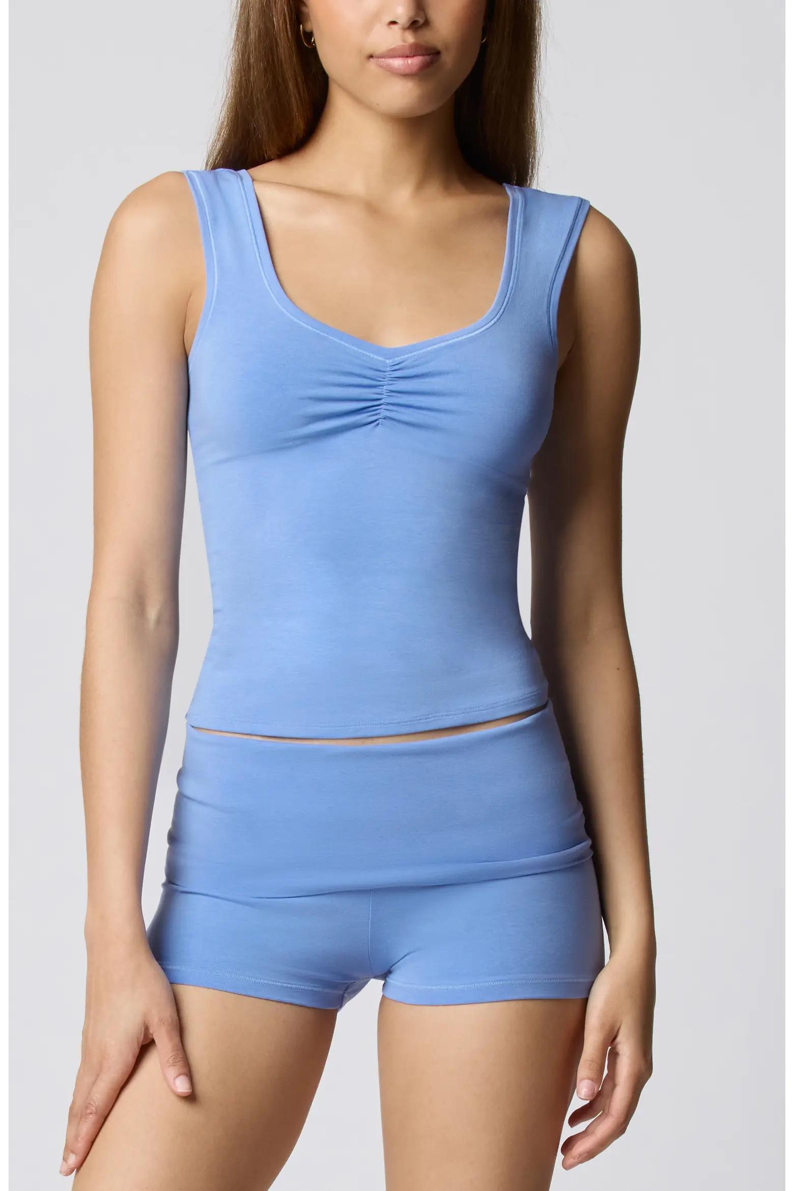 Light Blue Ruched Tank