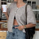 Grey Button-Front Cardigan
