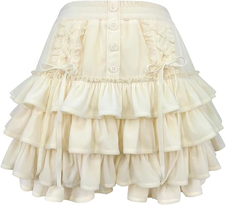 Ivory Tiered Ruffle Mini Skirt