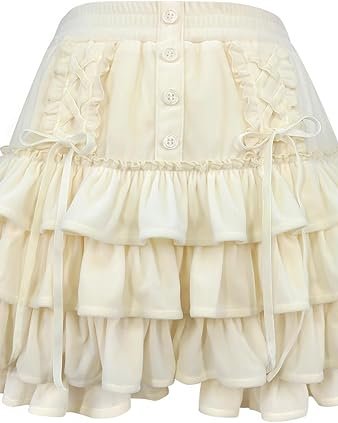 Ivory Tiered Ruffle Mini Skirt