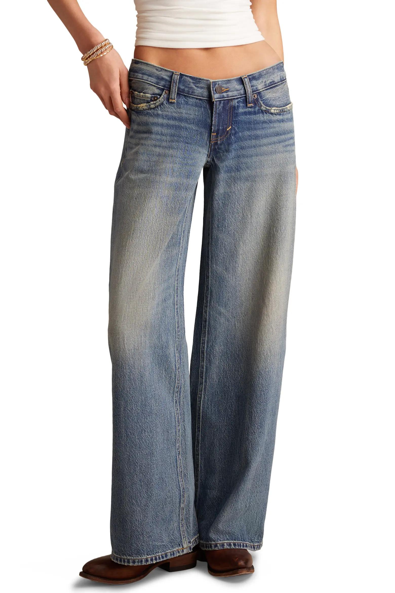 Faded Blue Wide-Leg Jeans
