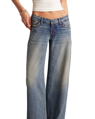 Ausgeblichene blaue Wide-Leg-Jeans
