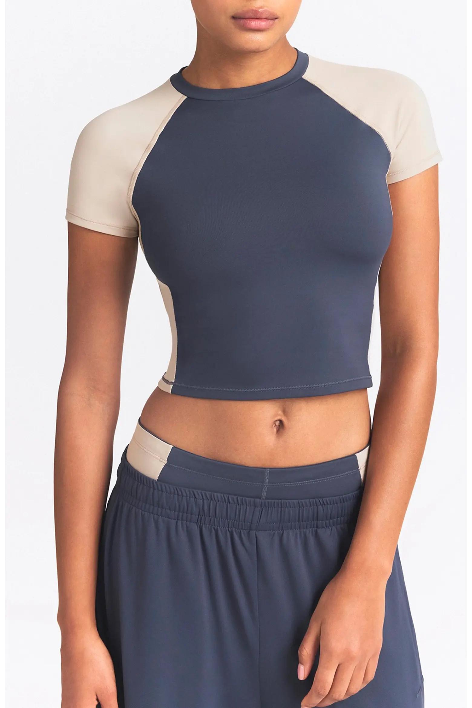 Navy Raglan Crop Tee