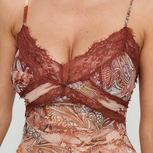 Burgundy Paisley Mesh Cami