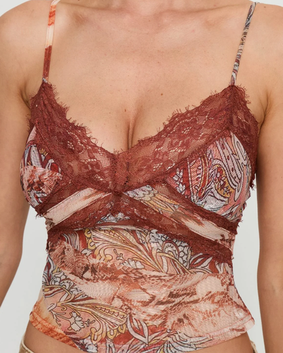 Burgundy Paisley Mesh Cami