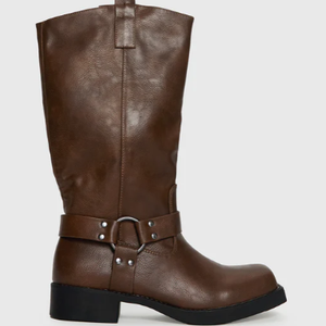 Brown Knee-High Harness Boots