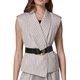 Taupe Striped Belted Vest