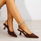Brown Suede Slingback Heels