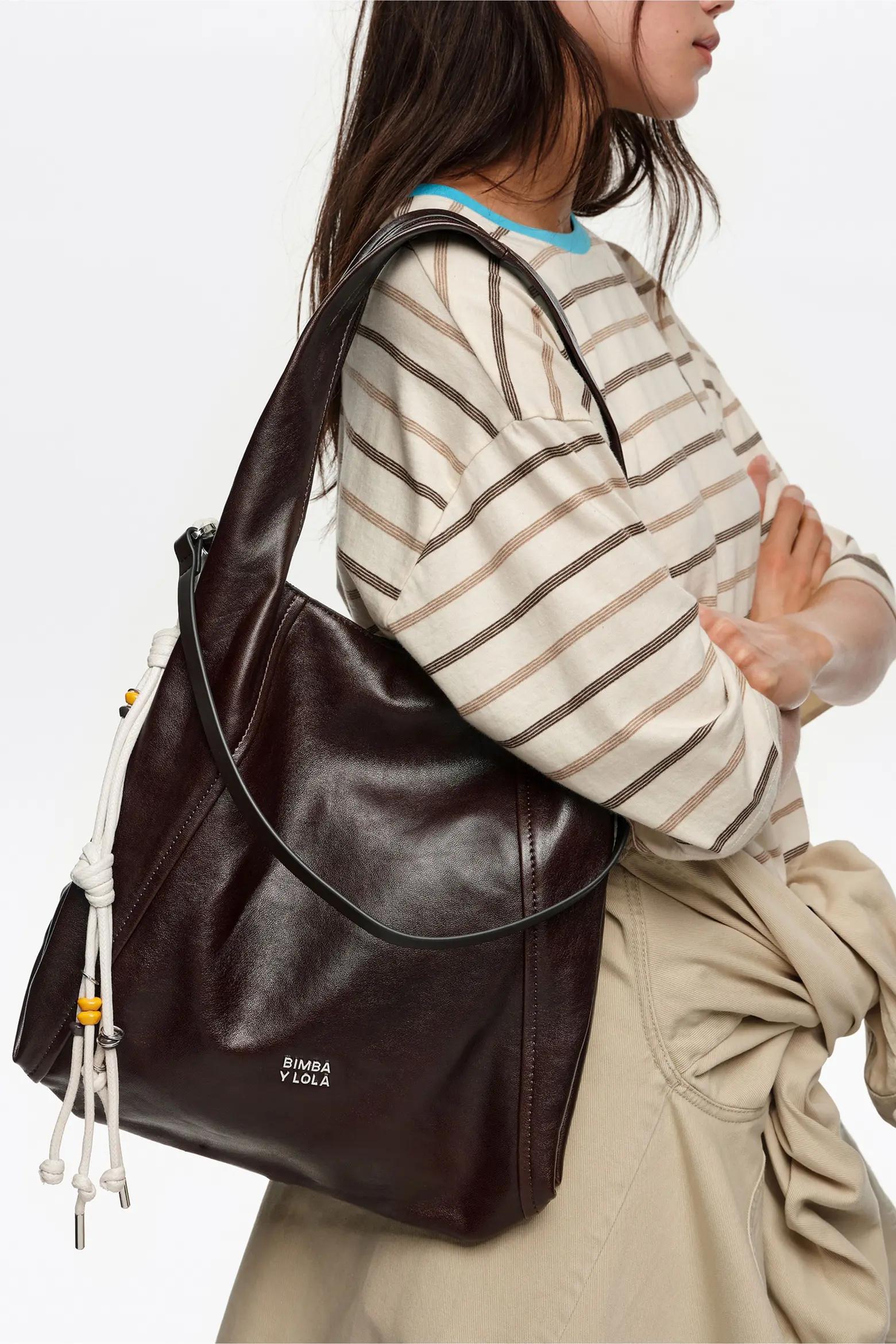 Dark Brown Leather Hobo Bag