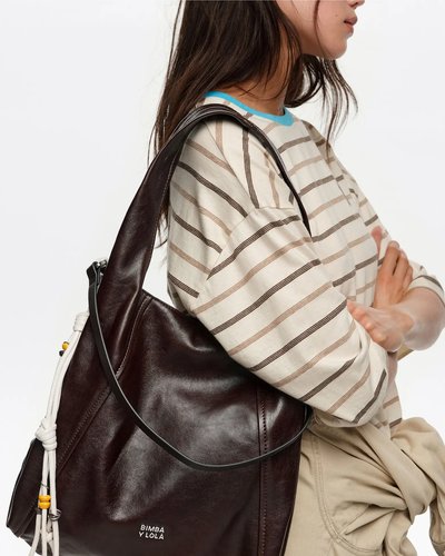 Dark Brown Leather Hobo Bag