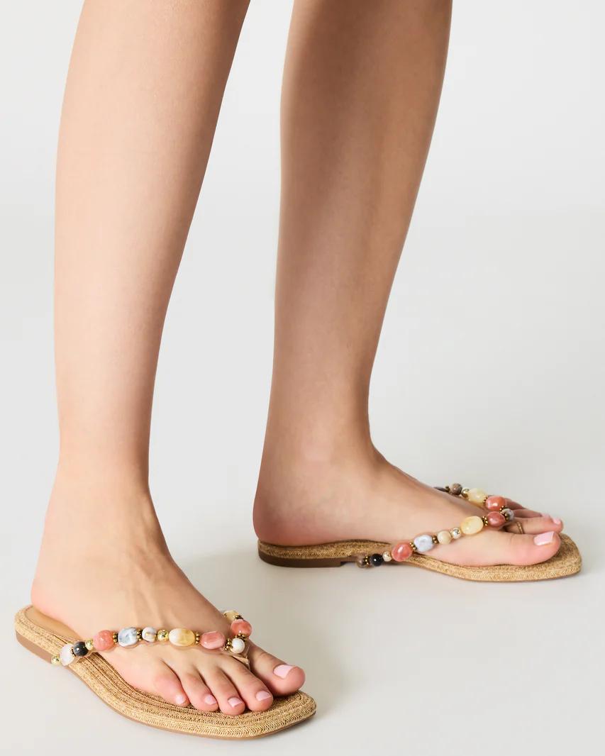 Gold Embellished Flat Sandals