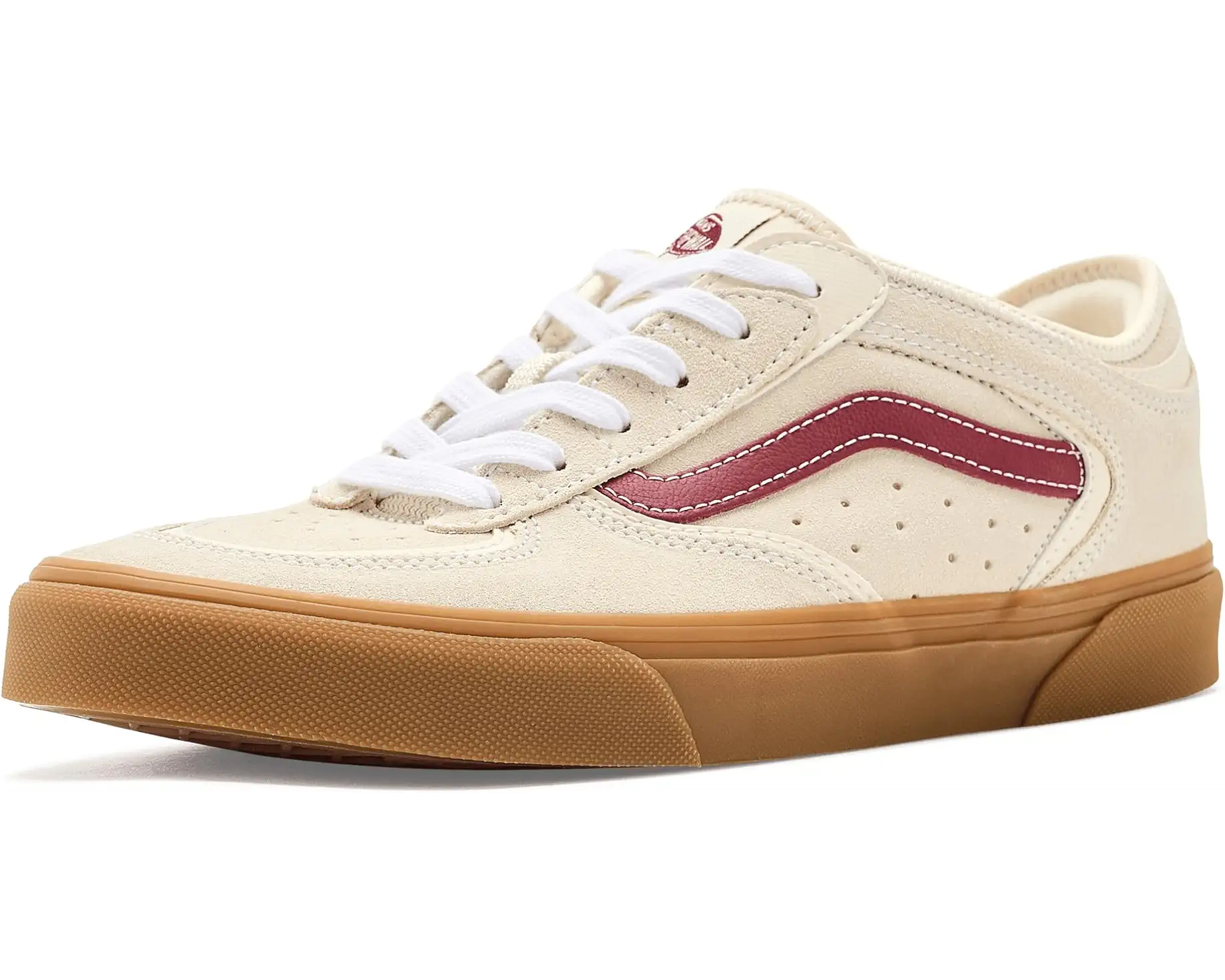 Cream and Burgundy Skate Sneakers